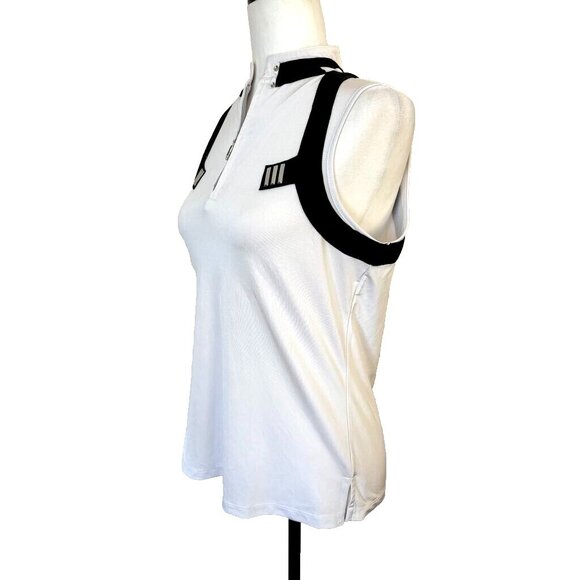 JAMIE SADOCK Sleeveless Golf Polo Shirt Top Size Small White Black 1/4 Zip - Picture 5 of 6
